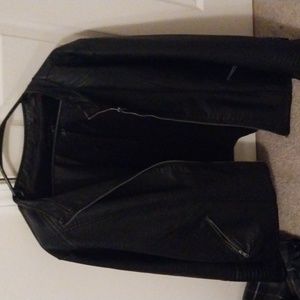 Pleather motorcycle zip up jacket